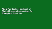 About For Books  Handbook of Clinical Psychopharmacology for Therapists  For Online