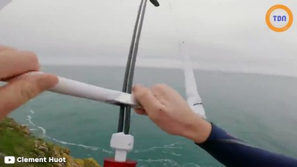 Ce jeune kitesurfeur saute d'une falaise de 80m de haut !