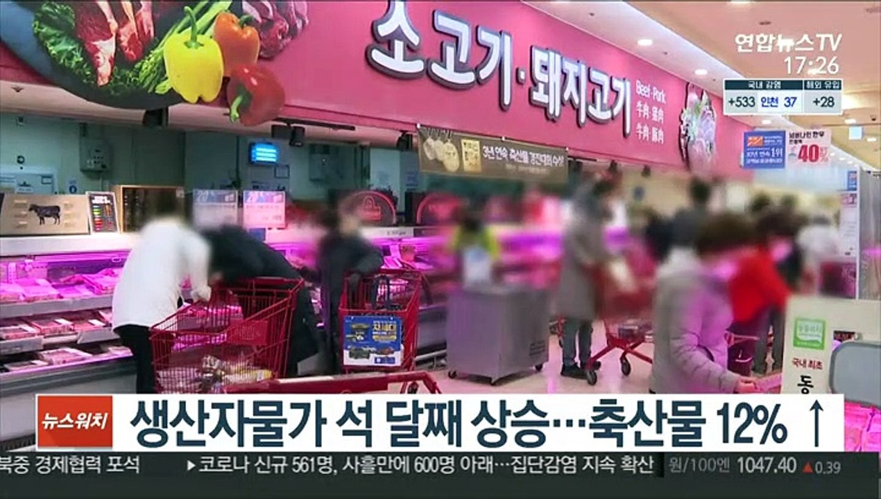 생산자물가 석 달째 상승…축산물 12% ↑
