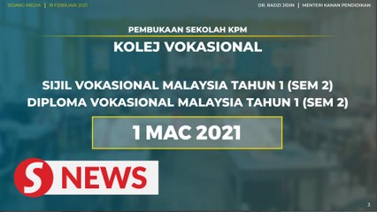 Education minister: Vocational colleges, international schools, tuition centres to resume in March
