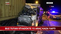 Samsun'da Buz Tutan Viyadükte 15 Araç Zincirleme Kaza Yaptı