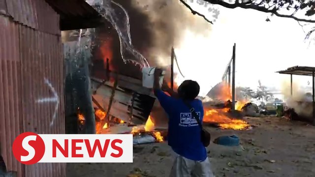Fisherman hut destroyed in fire at Teluk Kumbar