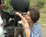 Shabana Azmi and Parikshit Sahni on the sets of film 'Saaz'