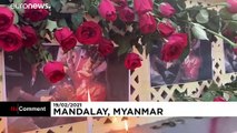 Mourners in Myanmar light candles to remember protester