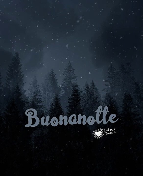 Buonanotte invernale con neve che cade