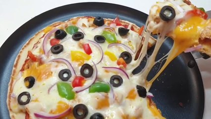 Chicken  fajita  pizza without  oven | چکن پیزا