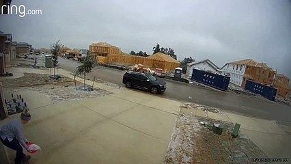 Lady Slips Trying to De-Ice Driveway
