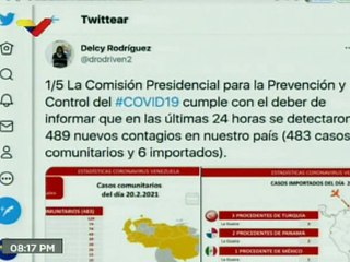 COVID-19: Venezuela registra 483 casos comunitarios, 6 importados y suma 127.598 recuperados