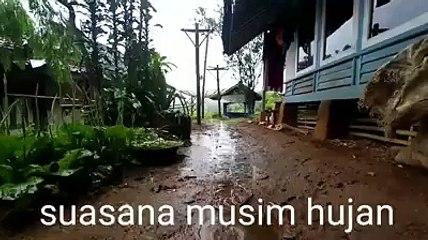 Rainy day in countryside west java with sound and ethnic