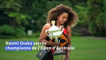 Naomi Osaka célèbre sa victoire à l'Open d'Australie