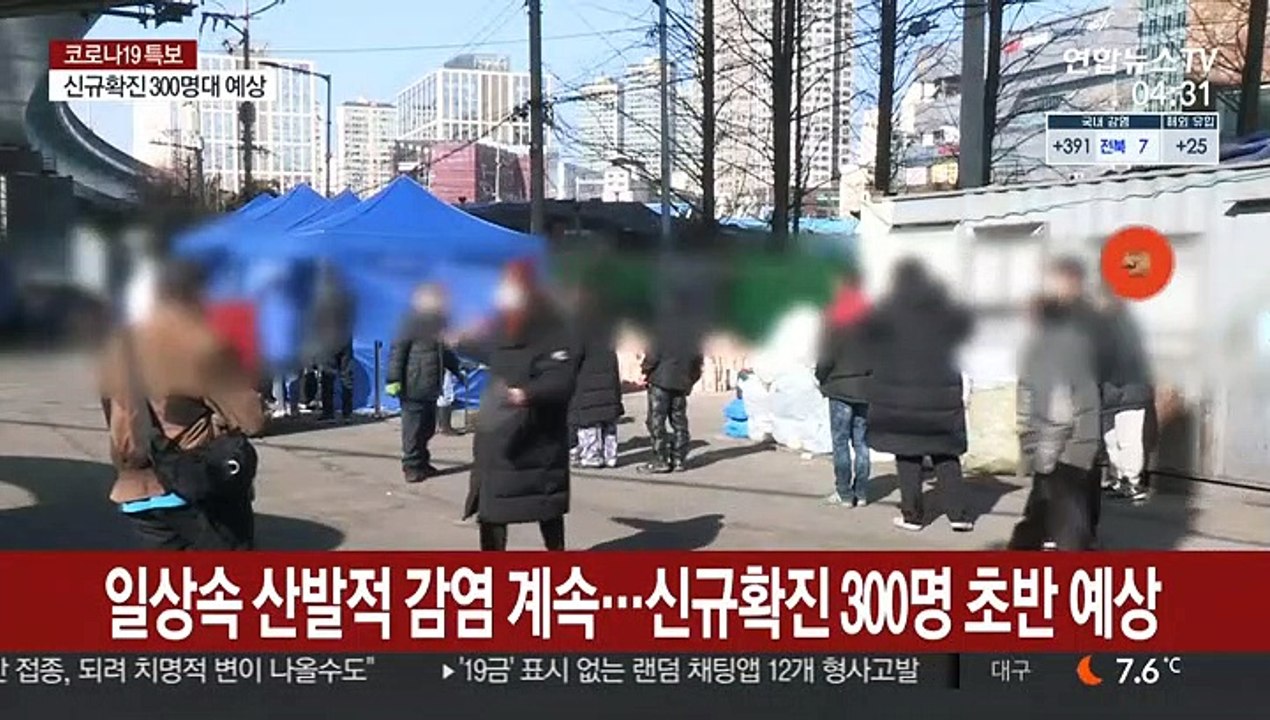 일상속 산발적 감염 지속…신규확진 300명 초반 예상