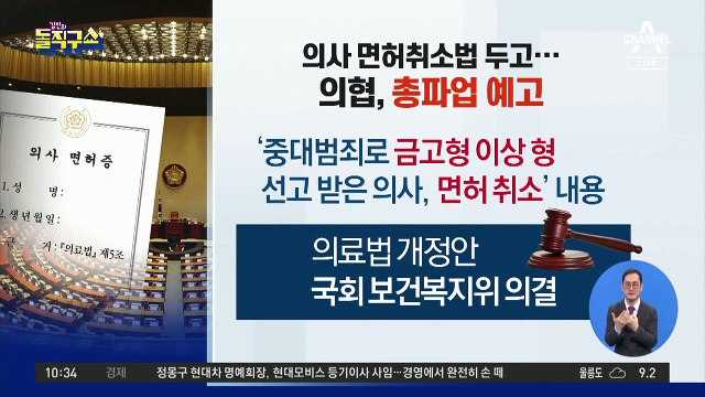 [핫플]‘중대 범죄’ 의사 면허 취소법 두고…의협, 총파업 예고