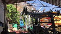 Cable car or Ropeway ride over Raigad Fort overlooking Deccan Traps in Western India