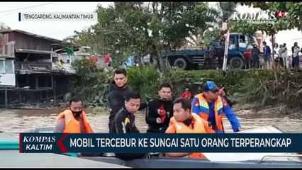 Mobil Tercebur Ke Sungai Mahakam, Satu Orang Terperangkap