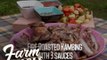 Farm To Table: Fire-roasted Goat with 3 Sauces and Roasted Veggies recipe