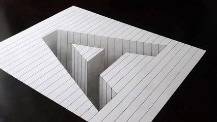 Drawing A Hole in Line Paper - 3D Trick Art.