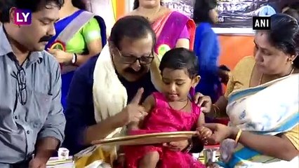 Vidyarambham Ceremony Celebrated On Occasion Of Vijaya Dashami In Thiruvananthapuram