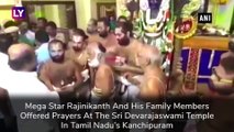 Rajinikanth Offers Prayers At Sri Devarajaswami Temple In Tamil Nadus Kanchipuram