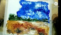 #LANDSCAPE ( HOW TO DRAW A LANDSCAPE WITH ACRYLIC PAINTING ON IVORY BOARD )