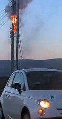 Hapton telegraph pole fire