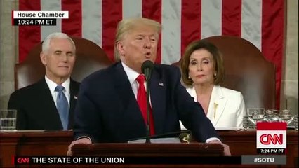 US Speaker of the House Nancy Pelosi ripped up her printed copy of President Trump