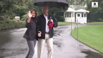 بالفيديو.. ترامب يتجاهل ميلانيا مجدداً ويتركها لمياه الأمطار بِلا مظلة