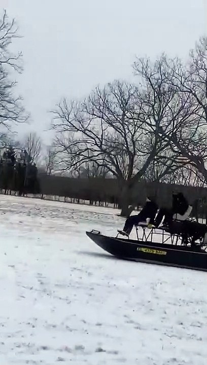 Having Fun with an Air Boat on Snow