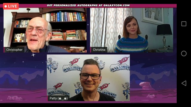 GalaxyCon Live Comic-Con cast of Addams Family; Christina Ricci who played Wednesday, and Christopher Lloyd who played Fester 12-13-2020