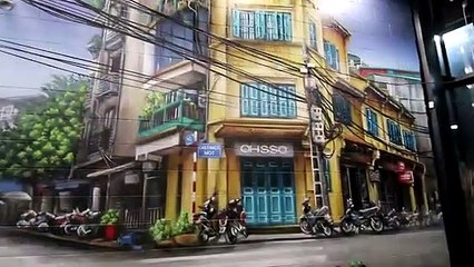Vietnam Street Interior Art Mural with Installation Art