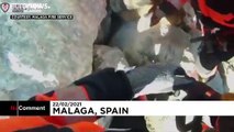 Firefighters free dog that got itself trapped between rocks in Spain