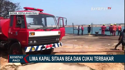 5 Kapal Sitaan Bea Cukai Batam Terbakar di Dermaga