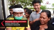 Momen Dedi Mulyadi Berikan Bajunya ke Korban Banjir yang Pakai Daster di Pebayuran, Bekasi