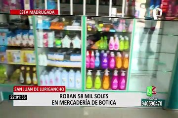 SJL: delincuentes roban más de 50 mil soles en mercadería de Botica