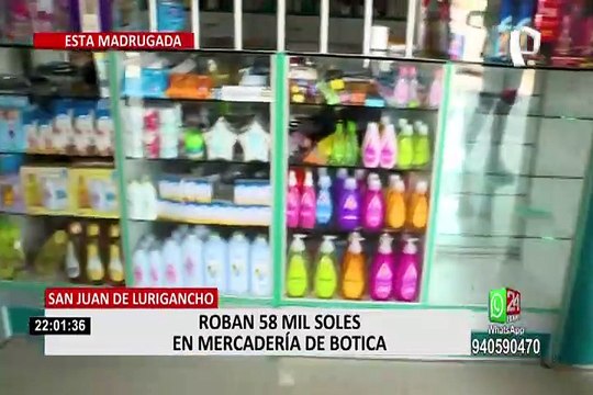 SJL: delincuentes roban más de 50 mil soles en mercadería de Botica