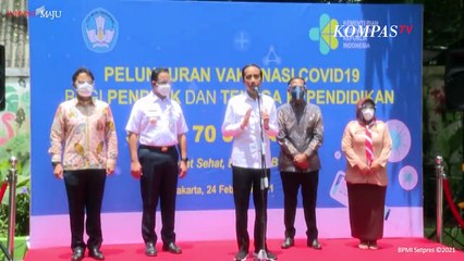 Jokowi Tinjau Vaksinasi Guru, Bareng Anies dan Nadiem, Ini Pesannya