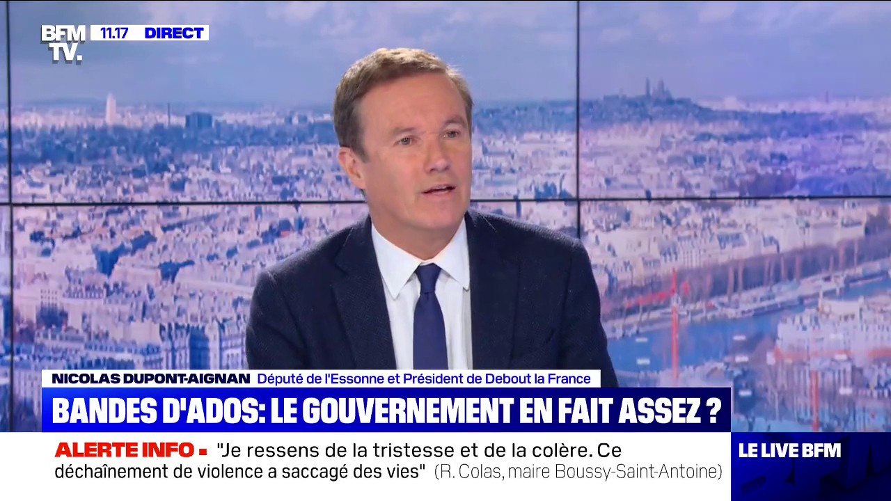 Rixes en Essonne: Nicolas Dupont-Aignan estime "qu'il manque 200 policiers" dans le département