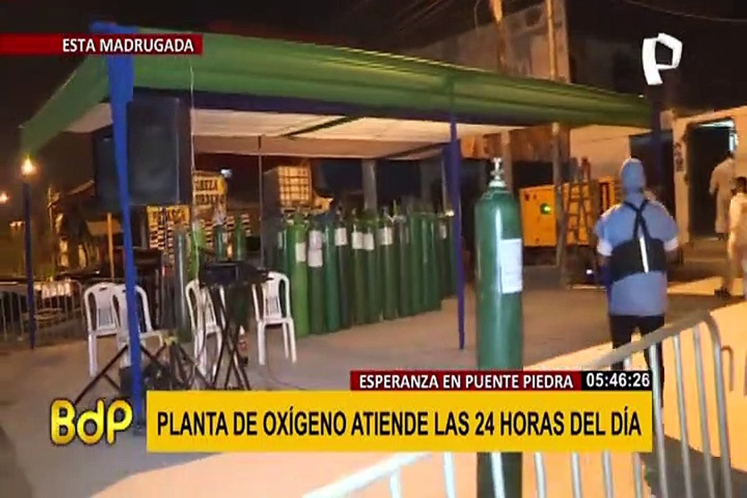 Cientos hacen largas colas en nueva planta de oxígeno en Puente Piedra