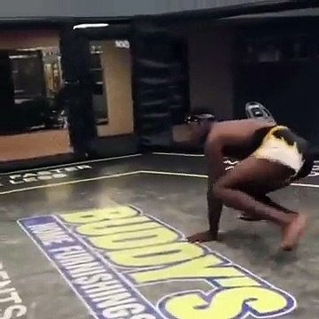 Jon Jones affrontant un fan/ Jon Jones sparring a fan