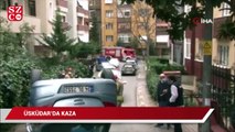 Üsküdar’da yokuş aşağı inen kadın sürücü takla attı: 1 yaralı