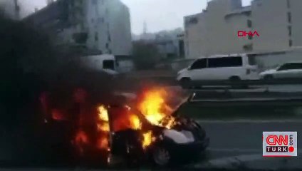 Yanarak kayan araç korku saçtı