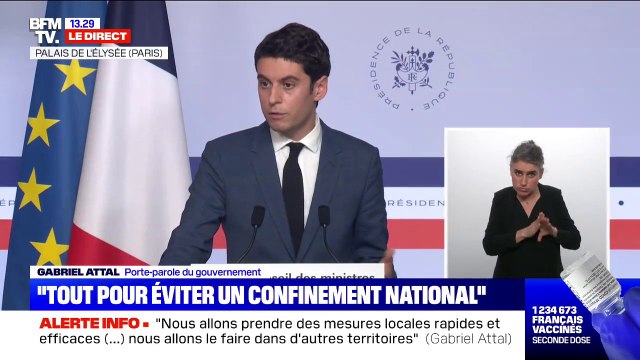Gabriel Attal: Il n'est pas prévu de prendre des mesures d'allègement des restrictions dans les départements les moins touchés par l'épidémie