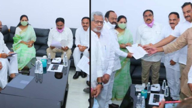 MLC Kavitha Aling TRS MLC's Meet Minister Errabelli Dayakar Rao