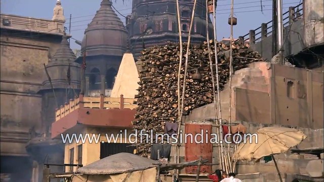 Hindus cremate their dead at Varanasi, along the banks of the Ganges
