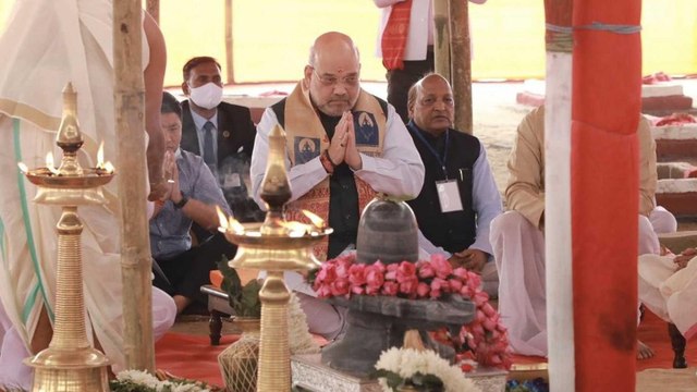 Amit Shah visits Maha Mrityunjay Temple in Nagaon