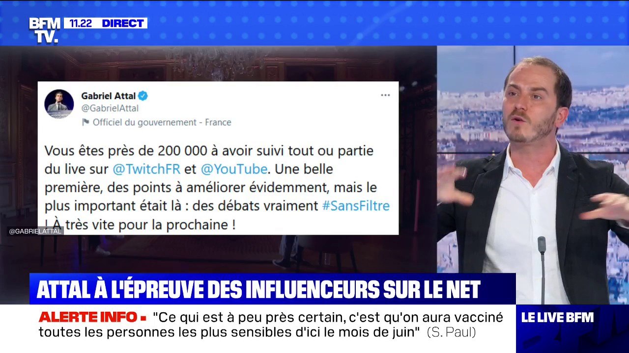 #SansFiltre: Gabriel Attal répond aux questions d'influenceurs sur Twitch