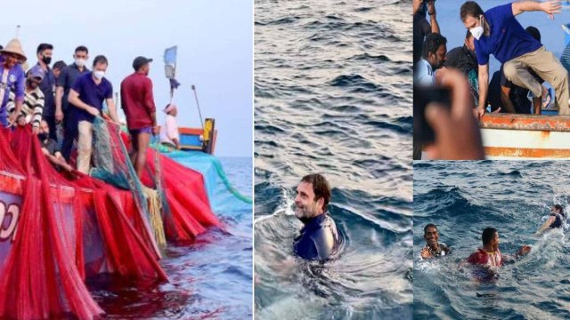 Kerala: Rahul Gandhi Went Fishing, Viral సముద్రంలో రాహుల్ గాంధీ ఈత... ఫొటోలు, వీడియోలు వైరల్‌