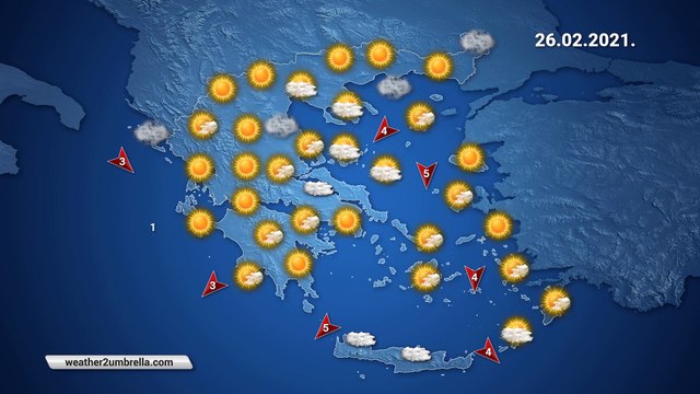 Η πρόγνωση του καιρού για την Παρασκευή 26-02-2021