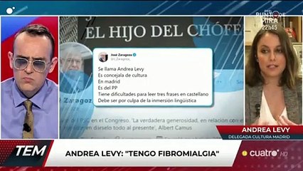 Andrea Levy anuncia que sufre fibromialgia tras recibir múltiples críticas en las redes