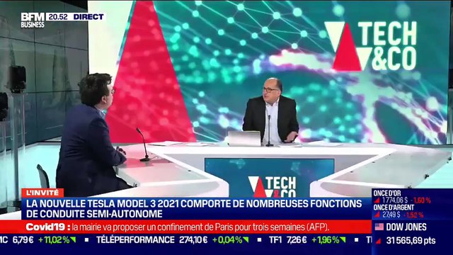 Julien Bonnet (BFM Business) : La nouvelle Tesla Model 3 2021 comporte de nombreuses fonctions de conduite semi-autonome - 25/02