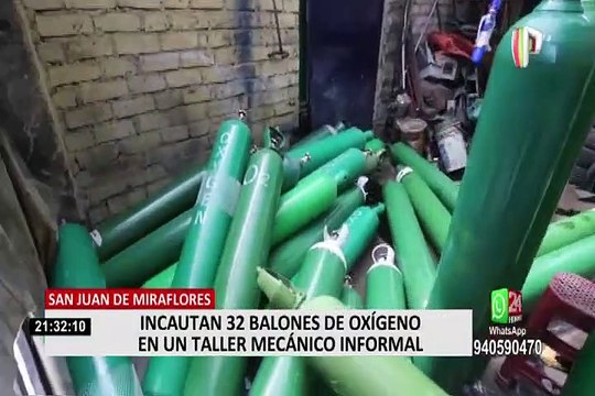 Hallan más de 30 balones de oxígeno en taller mecánico de San Juan de Miraflores